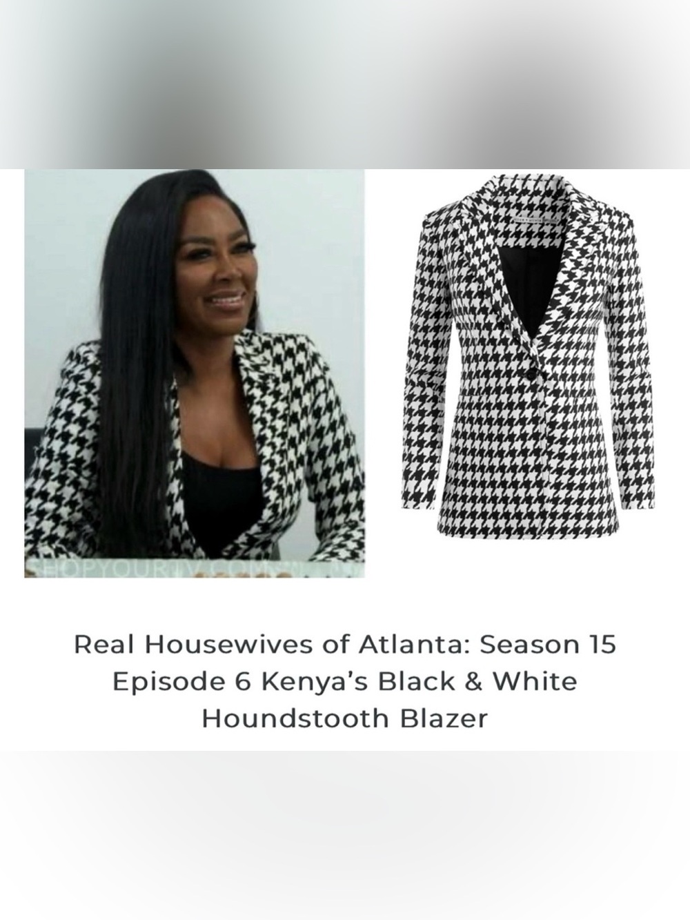 Alice + Olivia Breann Long Fitted Houndstooth Single Button Classic Blazer 10 - Picture 7 of 16